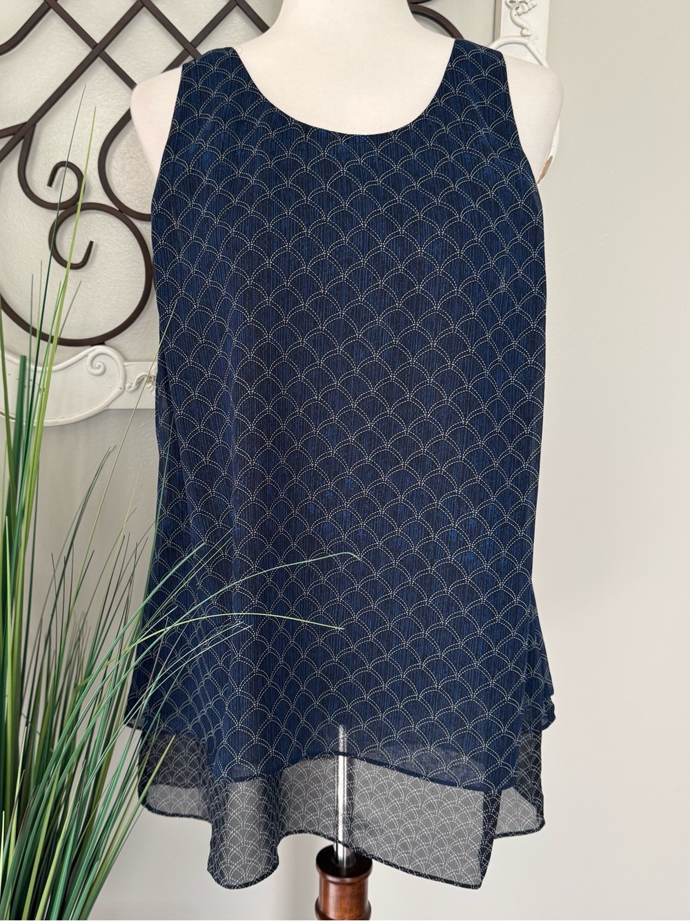 CABI Size Large Navy Blue Tank Top - Double Layer